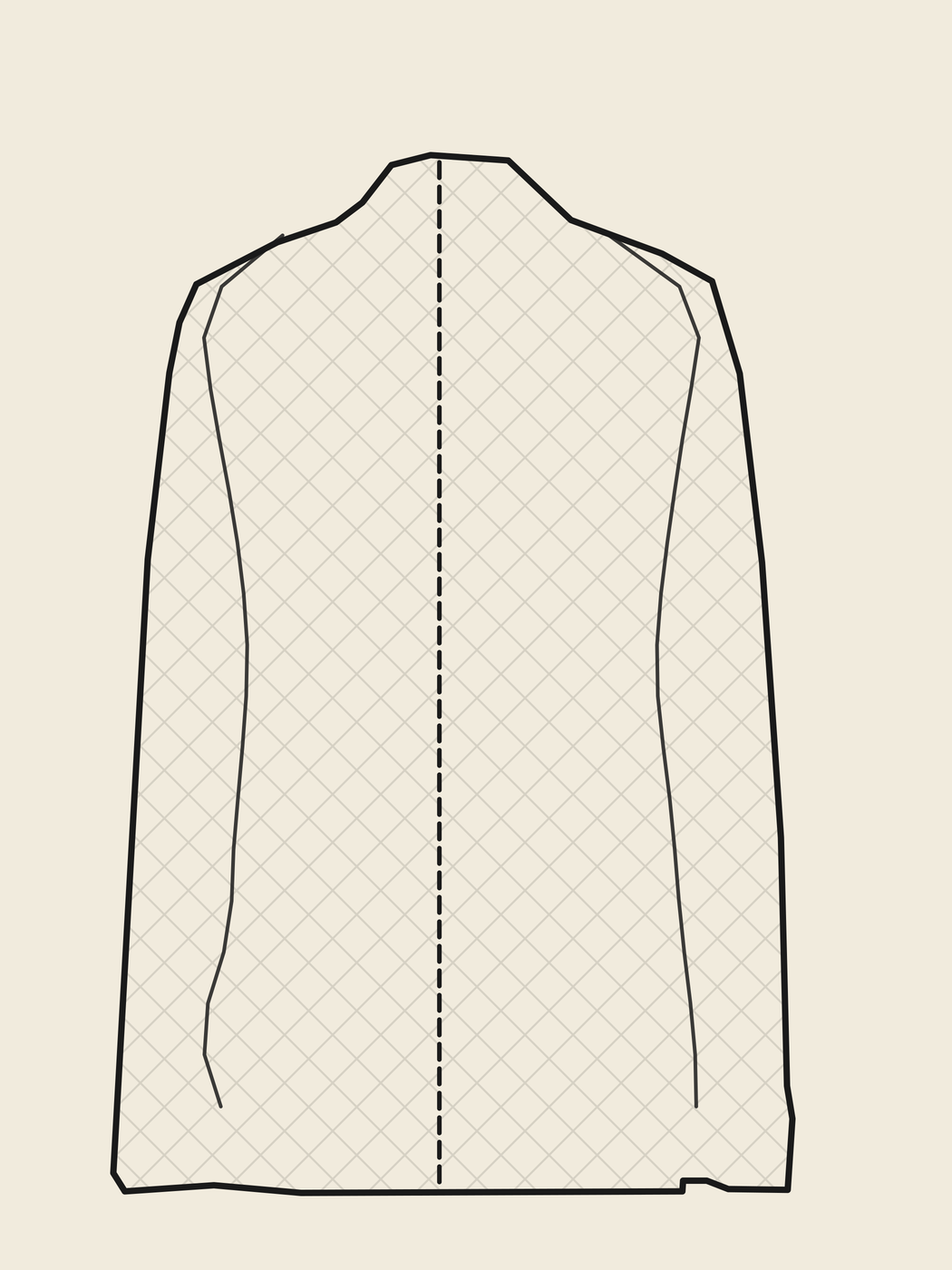 Jacket back panel cut on the bias